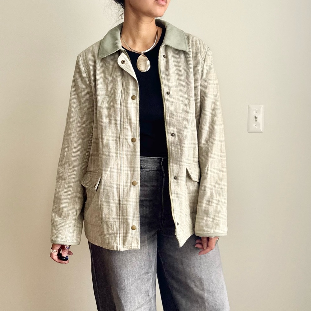 Vintage Plaid Chore Coat Green Pink